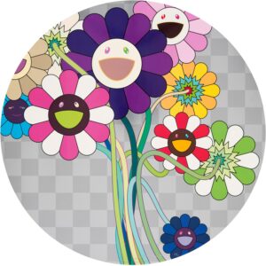 Takashi Murakami, 222b_Purple Flowers In A Bouquet_2010_Offset print_cold stamp withhigh gloss varnishing_signed and numbered_S. 71.0 cm_ED.300-Galerie Jeanne-München